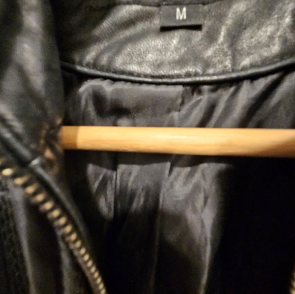 DKNY Moto Genuine Leather Jacket (M) Black - Picture 3 of 13